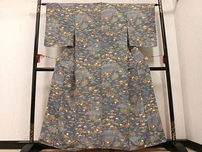 平和屋着物■上質な小紋　草花文　正絹　逸品　未使用　AABF0193ph