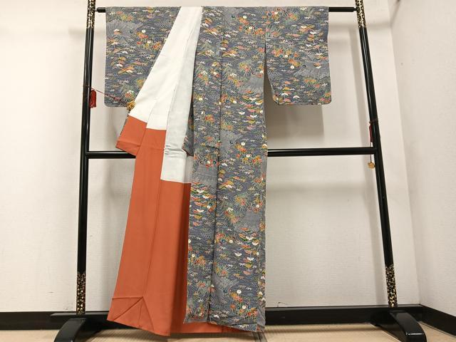 平和屋着物■上質な小紋　草花文　正絹　逸品　未使用　AABF0193ph