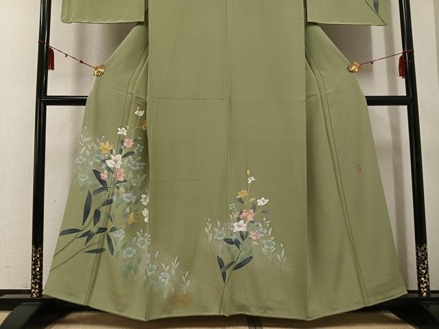 平和屋着物■訪問着　作家物　峰山　草花文　正絹　逸品　AABF0199ph