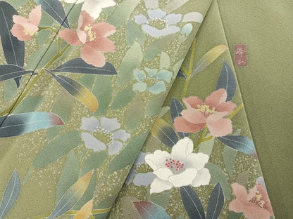 平和屋着物■訪問着　作家物　峰山　草花文　正絹　逸品　AABF0199ph