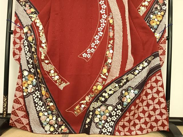 平和屋着物○豪華振袖 駒刺繍 絞り 熨斗花文 金銀彩 京都きもの