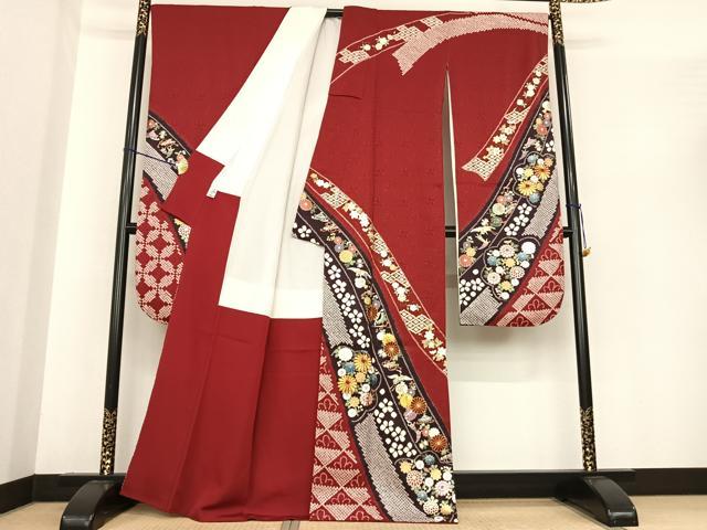 平和屋着物●豪華振袖　駒刺繍　絞り　熨斗花文　金銀彩　京都きもの友禅扱い　正絹　逸品　AABF0203fy 平和屋着物○豪華振袖 駒刺繍 絞り 熨斗花文 金銀彩 京都きもの