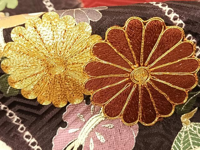 平和屋着物●豪華振袖　駒刺繍　絞り　熨斗花文　金銀彩　京都きもの友禅扱い　正絹　逸品　AABF0203fy 平和屋着物○豪華振袖 駒刺繍 絞り 熨斗花文 金銀彩 京都きもの