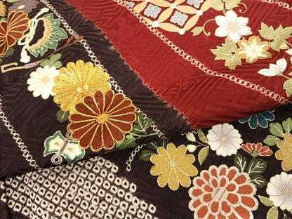 平和屋着物●豪華振袖　駒刺繍　絞り　熨斗花文　金銀彩　京都きもの友禅扱い　正絹　逸品　AABF0203fy