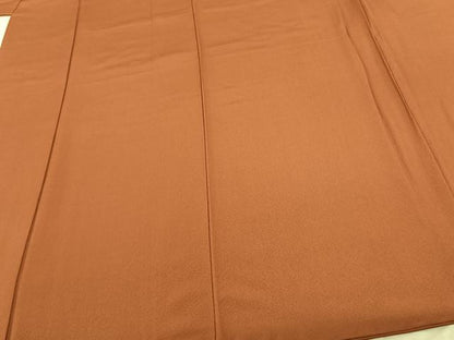平和屋着物●二代目清次郎　手描き　色無地　赤茶色　正絹　逸品　AABF0205fy