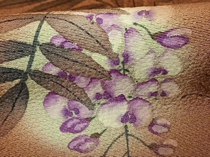平和屋着物●二代目清次郎　手描き　色無地　赤茶色　正絹　逸品　AABF0205fy