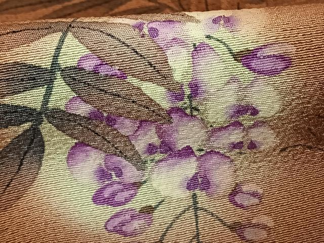 平和屋着物●二代目清次郎　手描き　色無地　赤茶色　正絹　逸品　AABF0205fy