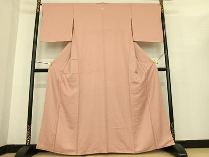 平和屋着物●上質な色無地　草花地紋　一斤染色　さが美扱い　正絹　逸品　AABF0208fy