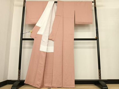 平和屋着物●上質な色無地　草花地紋　一斤染色　さが美扱い　正絹　逸品　AABF0208fy