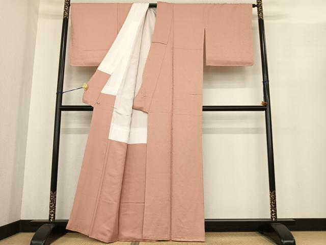 平和屋着物●上質な色無地　草花地紋　一斤染色　さが美扱い　正絹　逸品　AABF0208fy