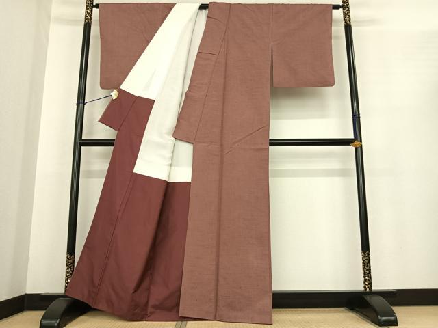 平和屋着物●上質な紬　色無地　鴇浅葱色　正絹　逸品　AABF0212fy