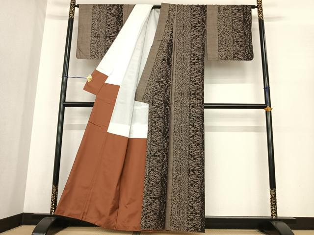 平和屋着物●本場大島紬　カタス9マルキ　笹竹間道　正絹　逸品　AABF0220fy