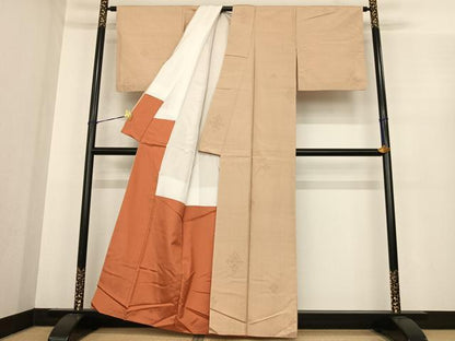 平和屋着物●結城紬　80亀甲　飛び亀甲柄　正絹　逸品　AABF0223fy