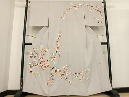 平和屋着物●本加賀友禅作家　金丸水明　訪問着　枝花文　正絹　逸品　AABF0225fy
