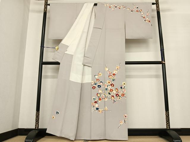 平和屋着物●本加賀友禅作家　金丸水明　訪問着　枝花文　正絹　逸品　AABF0225fy