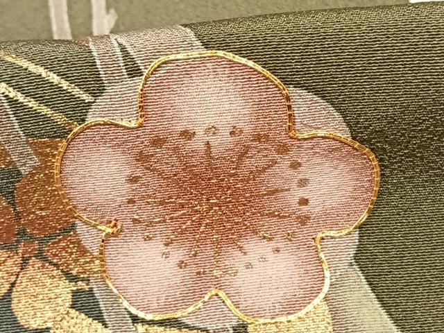 平和屋着物○訪問着 友禅 作家物 松峰 駒刺繍 枝梅文 暈