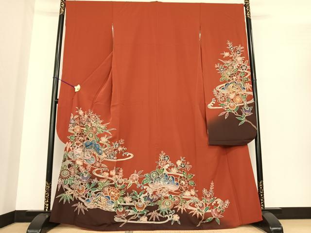 平和屋着物●豪華振袖　紅型　松竹梅　暈し染め　正絹　逸品　AABF0228fy