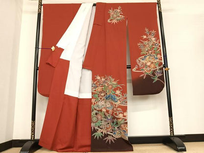 平和屋着物●豪華振袖　紅型　松竹梅　暈し染め　正絹　逸品　AABF0228fy