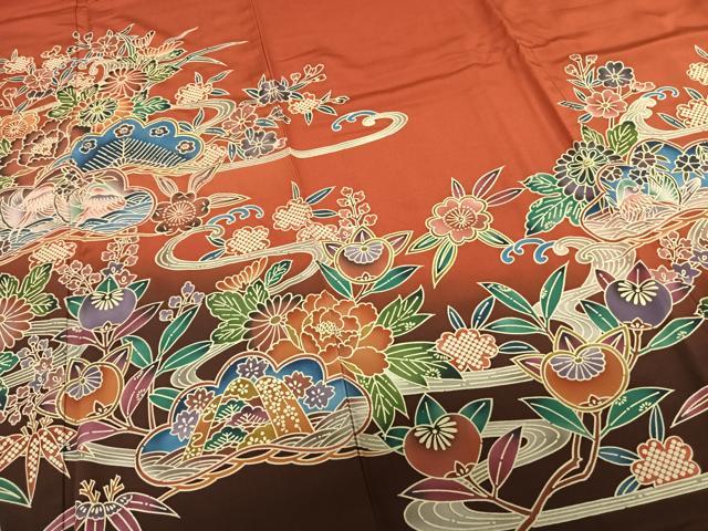 平和屋着物●豪華振袖　紅型　松竹梅　暈し染め　正絹　逸品　AABF0228fy