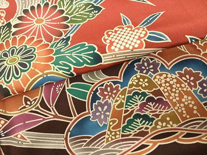 平和屋着物●豪華振袖　紅型　松竹梅　暈し染め　正絹　逸品　AABF0228fy