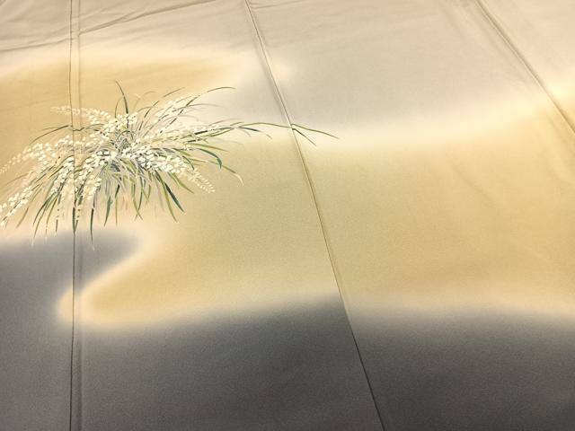 平和屋着物●十日町　加賀草木友禅の第一人者　田村哲彦　訪問着　草花文　暈し染め　正絹　逸品　AABF0229fy