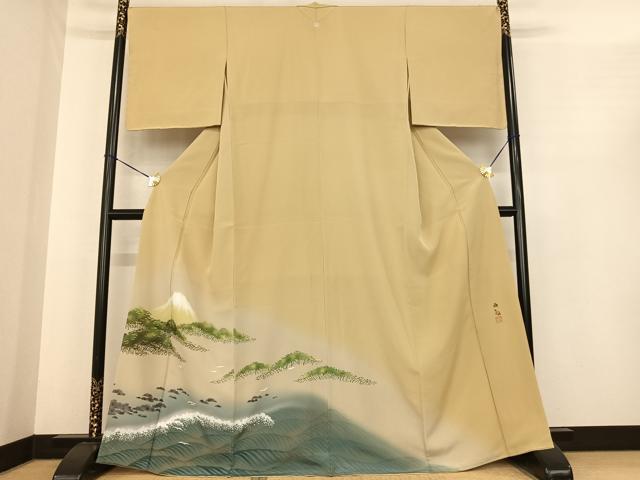 平和屋着物●近代日本画の巨匠　横山大観　じゅらく謹製　訪問着　手描き　風景文　暈し染め　金彩　正絹　逸品　未使用　AABF0230fy