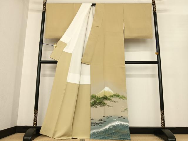 平和屋着物●近代日本画の巨匠　横山大観　じゅらく謹製　訪問着　手描き　風景文　暈し染め　金彩　正絹　逸品　未使用　AABF0230fy