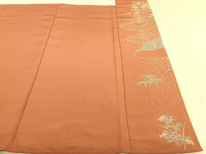 平和屋着物●訪問着　友禅　枝花文　暈し染め　金銀彩　ロング丈　正絹　逸品　未使用　AABF0232fy
