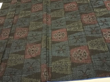 平和屋着物●本場結城紬　重要無形文化財　80亀甲　幾何学文様　正絹　逸品　AABF0233fy