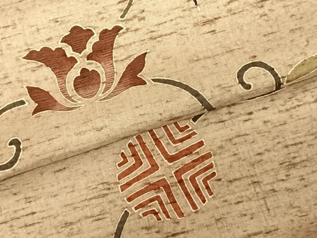 平和屋着物●訪問着　紬地　唐草花文　正絹　逸品　AABF0234fy 平和屋着物○訪問着 紬地 唐草花文 正絹 逸品 AABF0234fyの通販 by