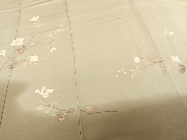 平和屋着物●京加賀友禅　百貫達雄　訪問着　枝花文　暈し染め　正絹　逸品　AABF0236fy