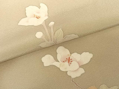 平和屋着物●京加賀友禅　百貫達雄　訪問着　枝花文　暈し染め　正絹　逸品　AABF0236fy