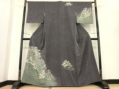 平和屋着物●訪問着　松竹梅　雲取り風景文　暈し染め　金彩　正絹　逸品　AABF0237fy