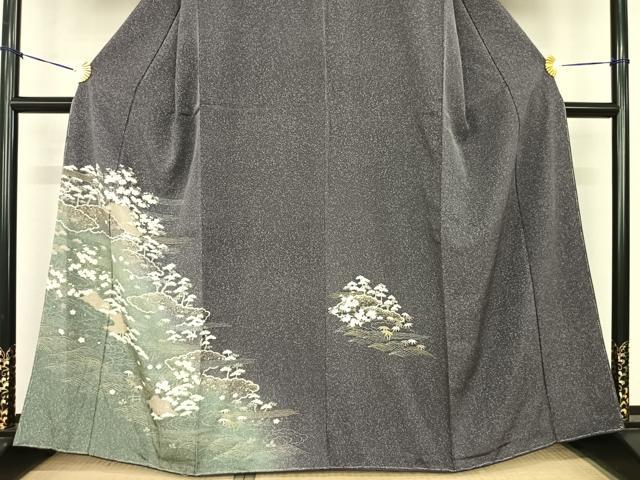 平和屋着物●訪問着　松竹梅　雲取り風景文　暈し染め　金彩　正絹　逸品　AABF0237fy 平和屋着物○訪問着 松竹梅 雲取り風景文 暈し染め 金彩 正絹