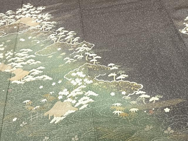 平和屋着物●訪問着　松竹梅　雲取り風景文　暈し染め　金彩　正絹　逸品　AABF0237fy 平和屋着物○訪問着 松竹梅 雲取り風景文 暈し染め 金彩 正絹