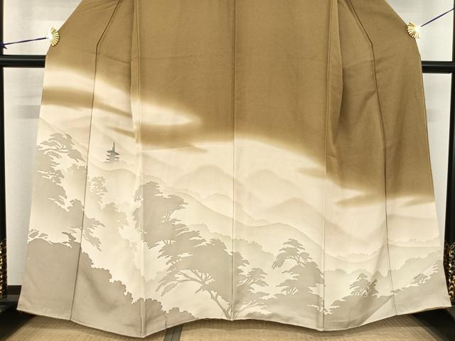 平和屋着物●訪問着　風景文　銀通し地　正絹　逸品　AABF0241fy 平和屋着物○訪問着 風景文 銀通し地 正絹 逸品 AABF0241fy