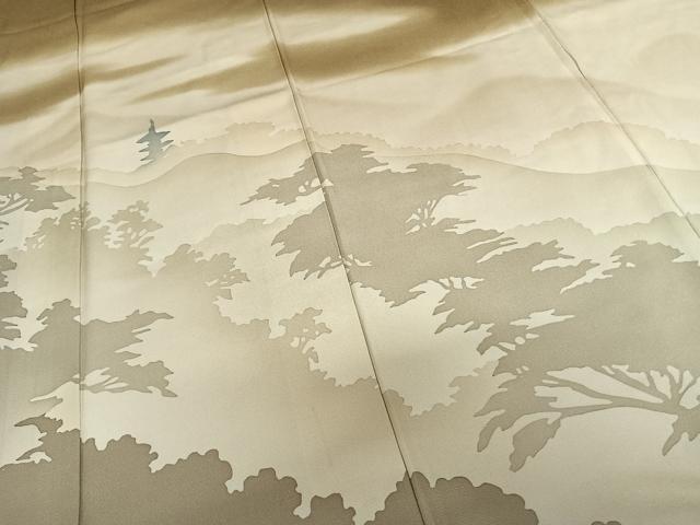 平和屋着物○訪問着 風景文 銀通し地 正絹 逸品 AABF0241fy