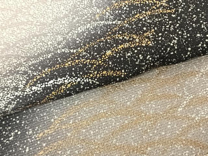 平和屋着物●訪問着　芝文　暈し染め　黒地　金彩　正絹　逸品　未使用　AABF0242fy