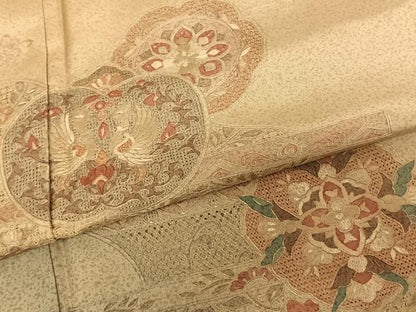 平和屋着物●訪問着　総刺繍　中国三大刺繍　汕頭刺繍　スワトウ刺繍　吉祥花鳥文　暈し染め　正絹　逸品　AABF0244fy