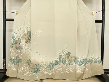 平和屋着物●訪問着　枝花文　暈し染め　正絹　逸品　AABF0246fy