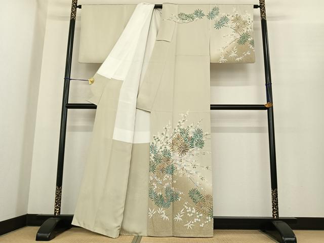 平和屋着物●訪問着　枝花文　暈し染め　正絹　逸品　AABF0246fy