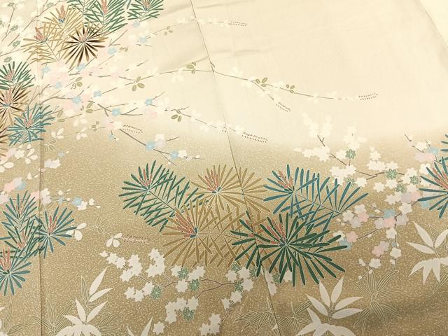 平和屋着物●訪問着　枝花文　暈し染め　正絹　逸品　AABF0246fy
