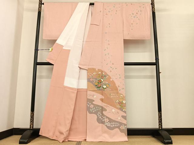 平和屋着物○訪問着 草花文 金彩 正絹 逸品 未使用 AABF0247fy