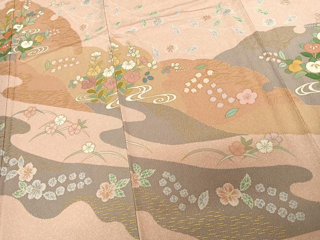 平和屋着物●訪問着　草花文　金彩　正絹　逸品　未使用　AABF0247fy