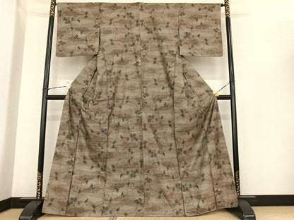 平和屋着物●本場大島紬　カタス9マルキ　枝花文　正絹　逸品　AABF0248fy