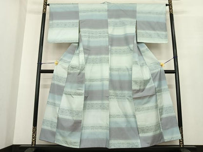 平和屋着物●本場大島紬　横段文　正絹　逸品　AABF0250fy