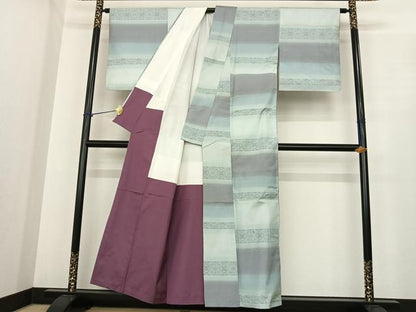 平和屋着物●本場大島紬　横段文　正絹　逸品　AABF0250fy