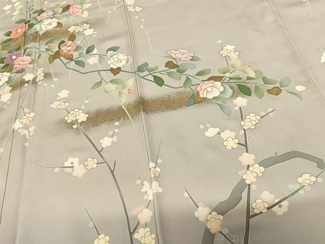 平和屋着物●訪問着　友禅　作家物　中国三大刺繍　相良刺繍　枝花文　暈し染め　金彩　正絹　逸品　AABF0262fy