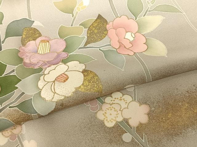 平和屋着物●訪問着　友禅　作家物　中国三大刺繍　相良刺繍　草花文　正絹　逸品　AABD0879ck 平和屋着物○訪問着 友禅 作家物 中国三大刺繍 相良刺繍 枝