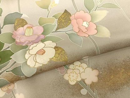平和屋着物●訪問着　友禅　作家物　中国三大刺繍　相良刺繍　枝花文　暈し染め　金彩　正絹　逸品　AABF0262fy
